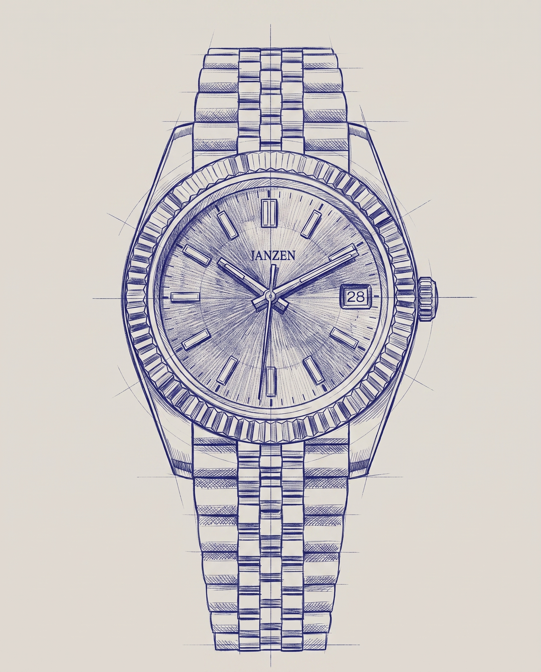 Janzen Datejust Rubinrot - Designskizze