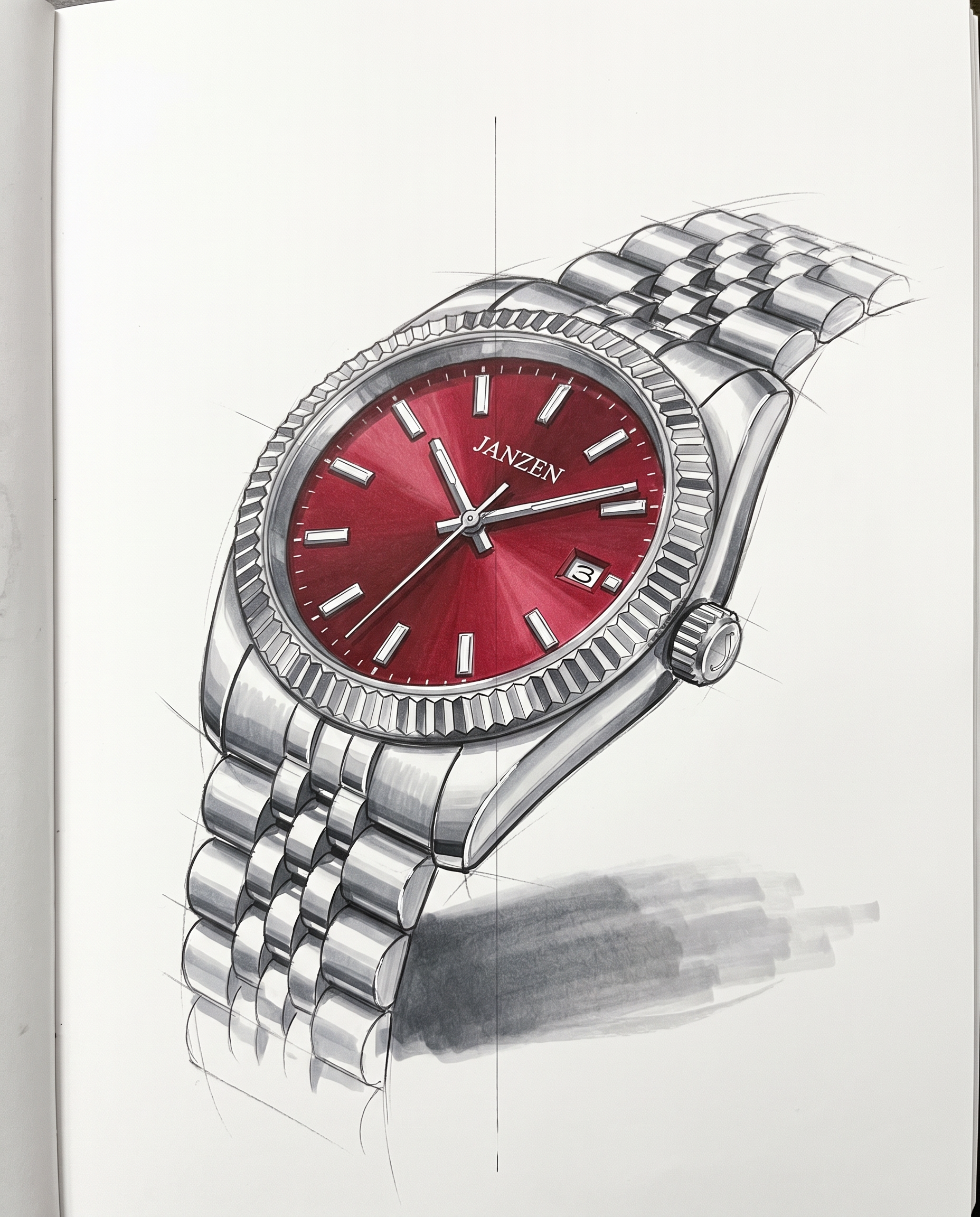 Janzen Datejust Rubinrot - Marker-Rendering