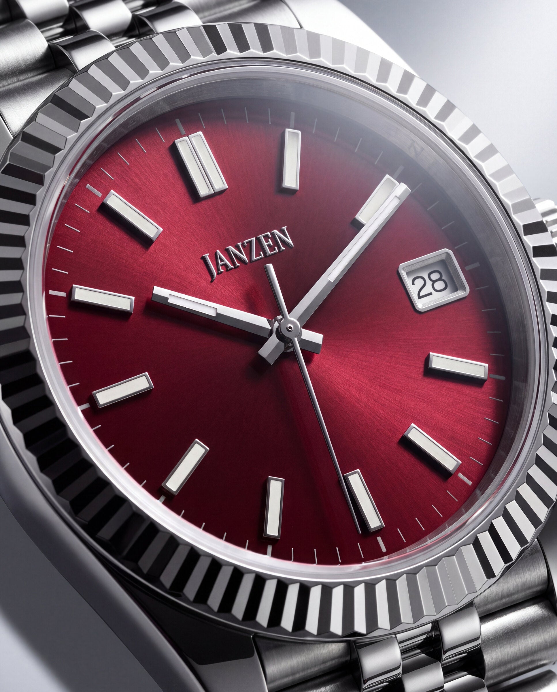 Datejust Jubilee - Sport - 40mm - Rubinrot - Zifferblatt und Luenette im Detail (web)