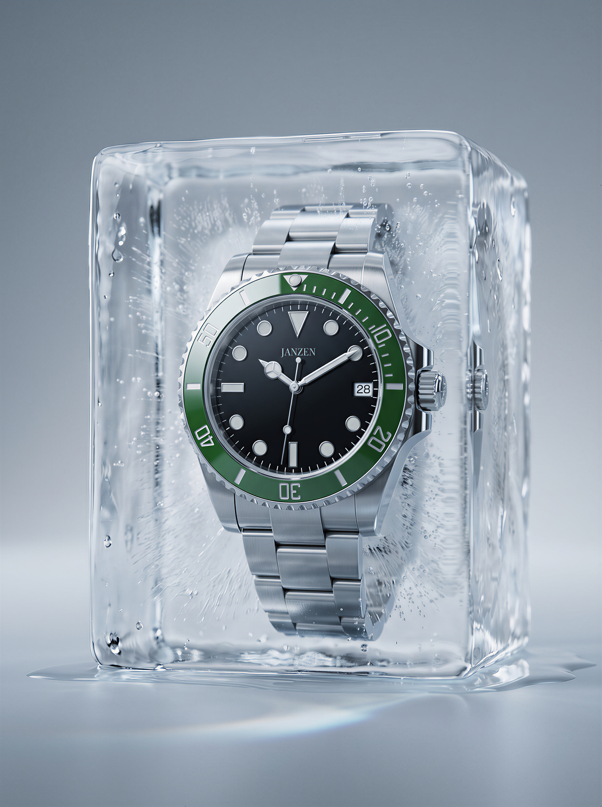 SUB-GRUEN — im Eisblock