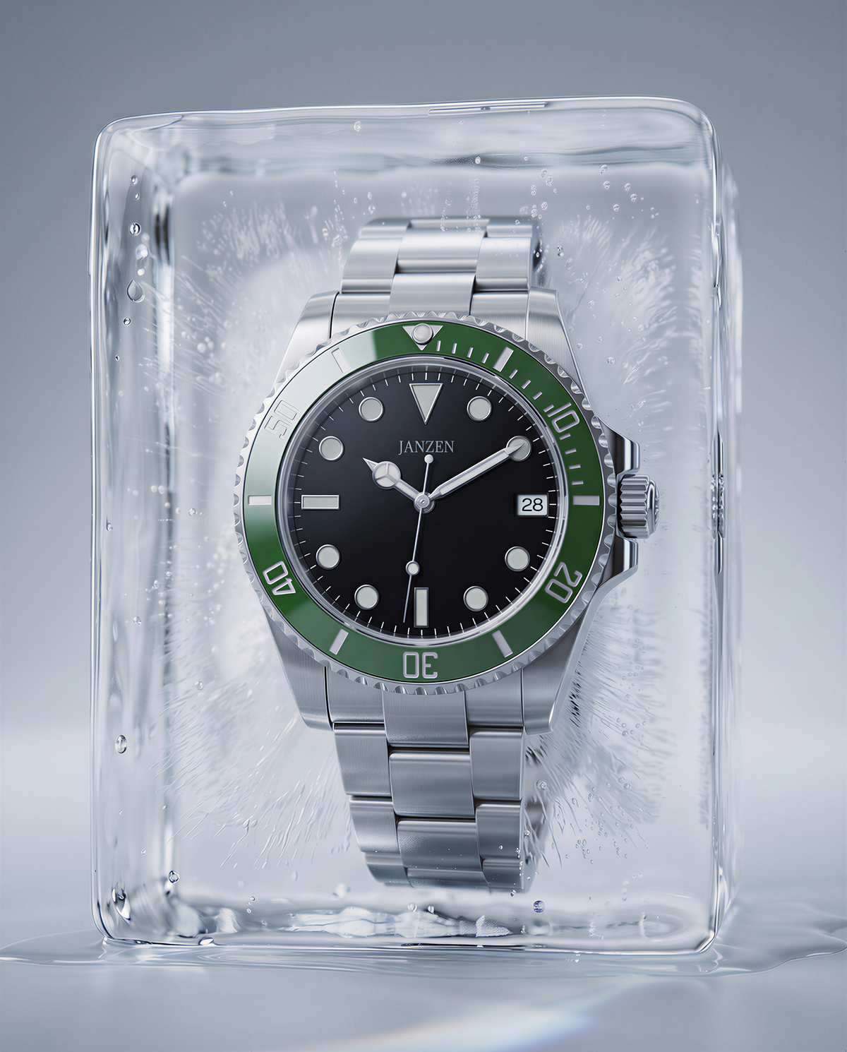 SUB-GRUEN — im Eisblock