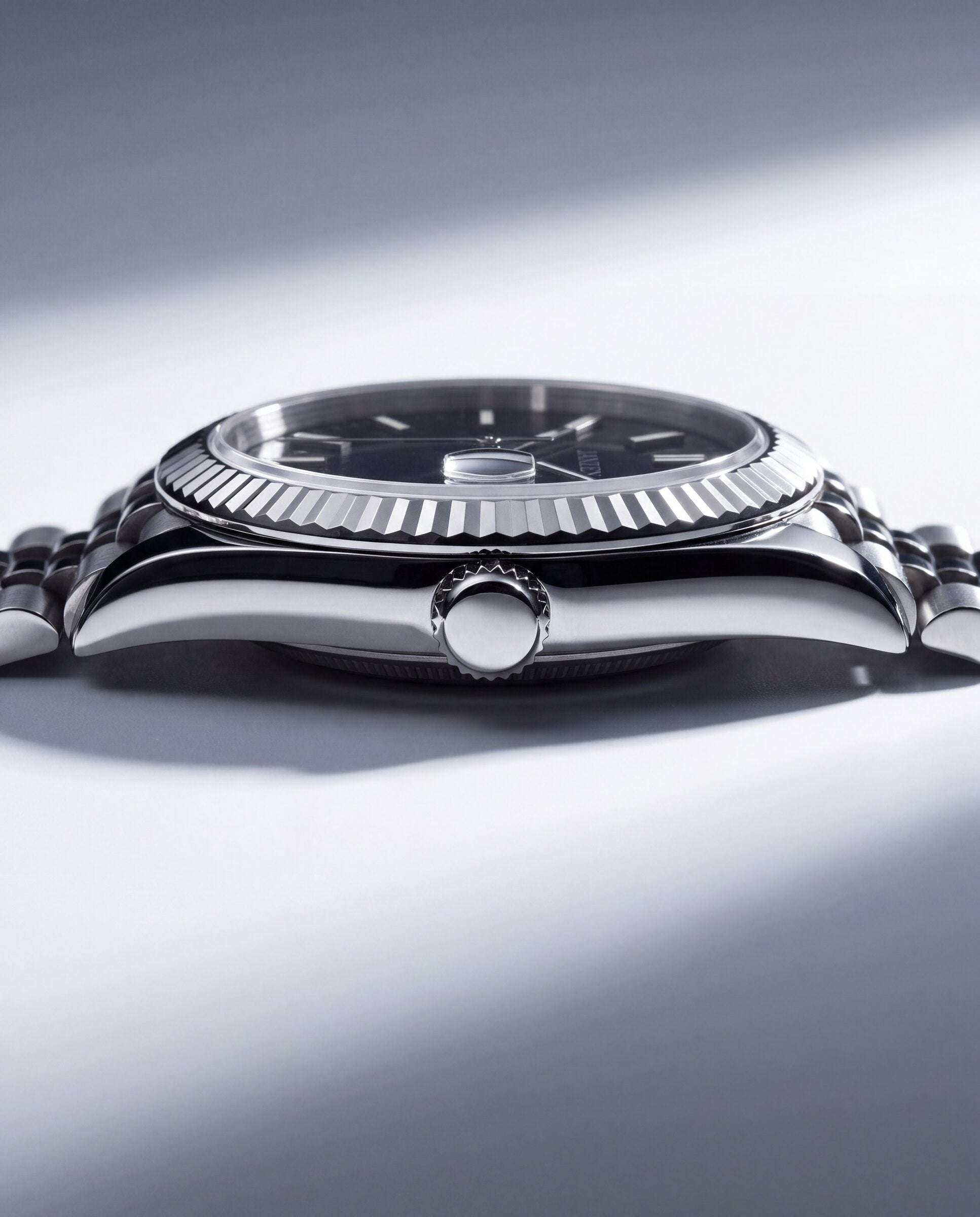 Datejust Jubilee - Sport - 40mm - Schwarz - Gehaeuse von der Seite, Blick auf die Krone (web)