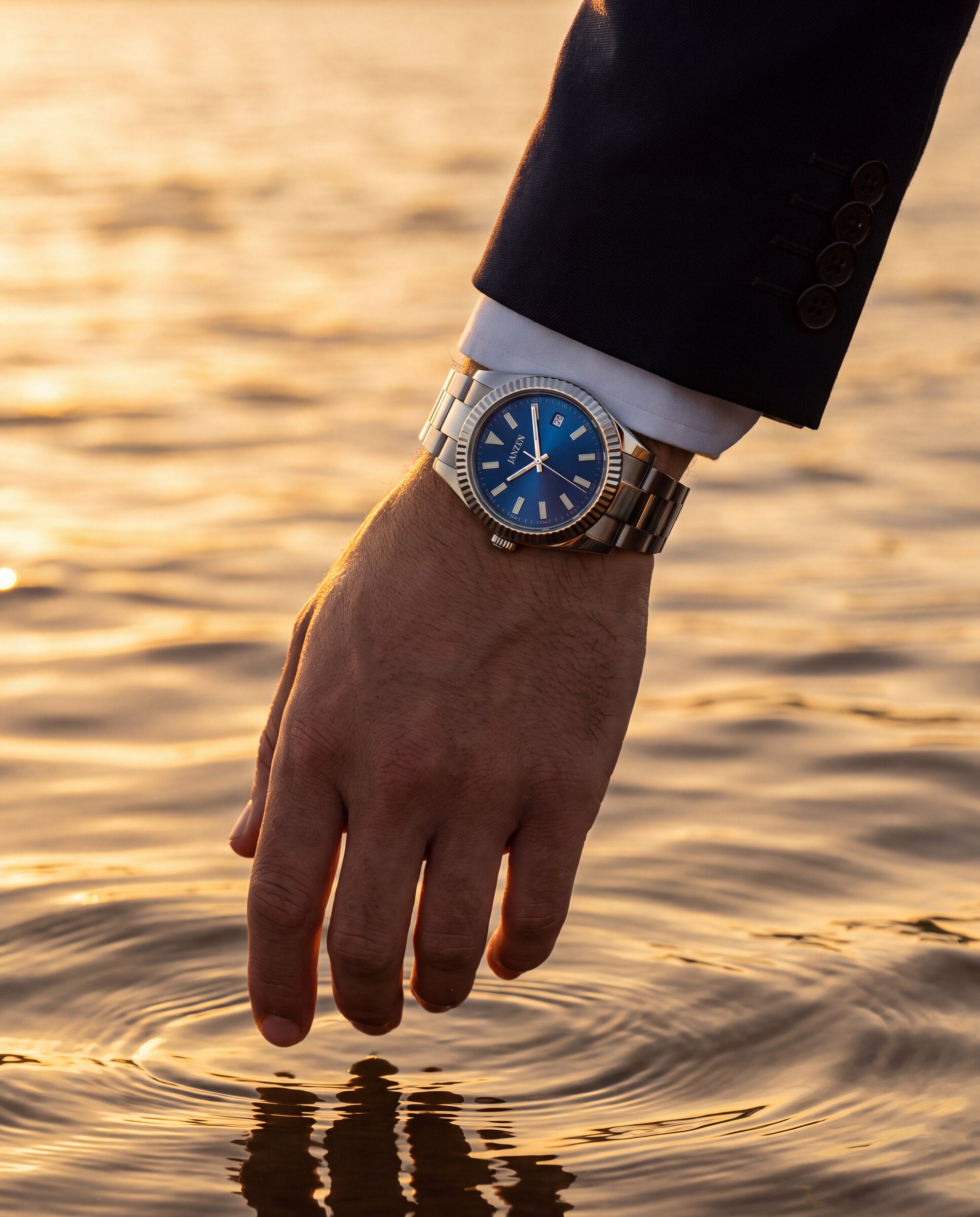 Datejust Oyster - Avantgarde - 40mm Blau — Wristshot Sonnenuntergang (web)