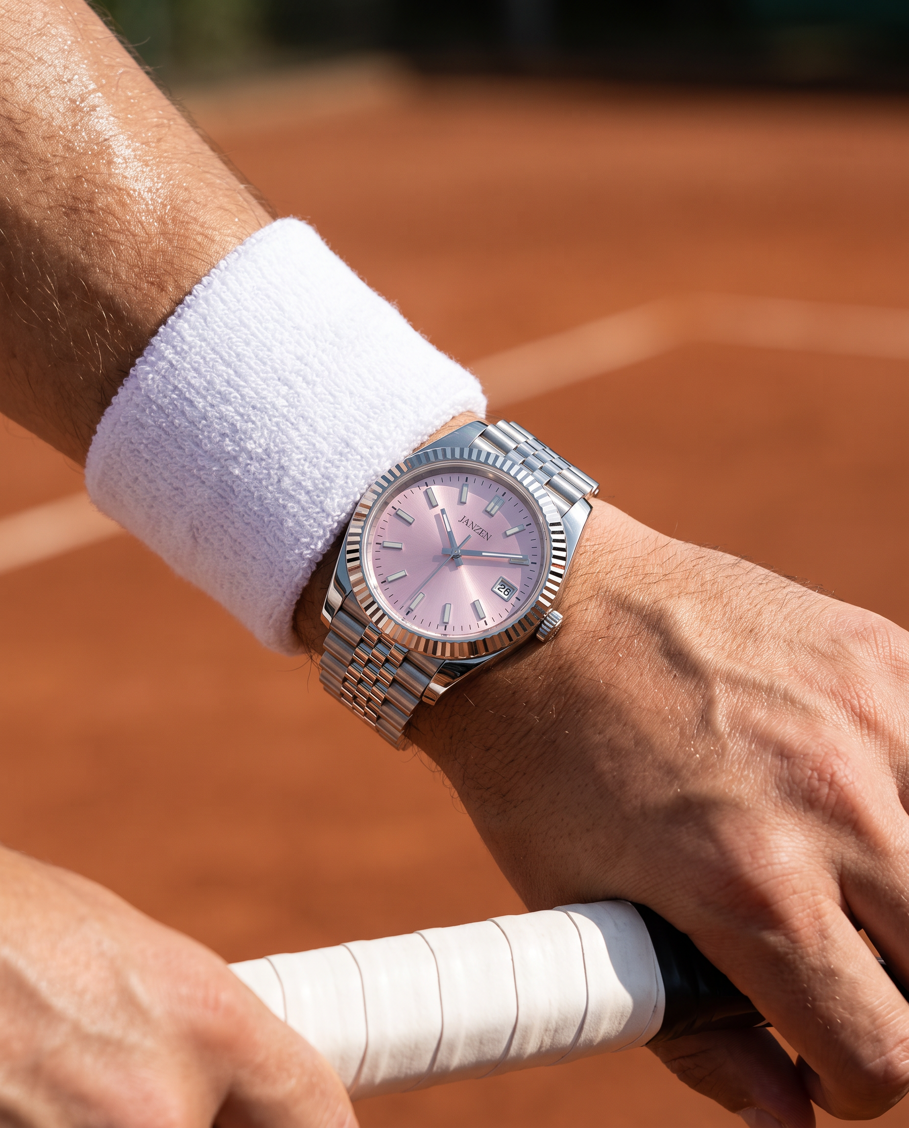 Sport 40mm Rose am Handgelenk, Tennis